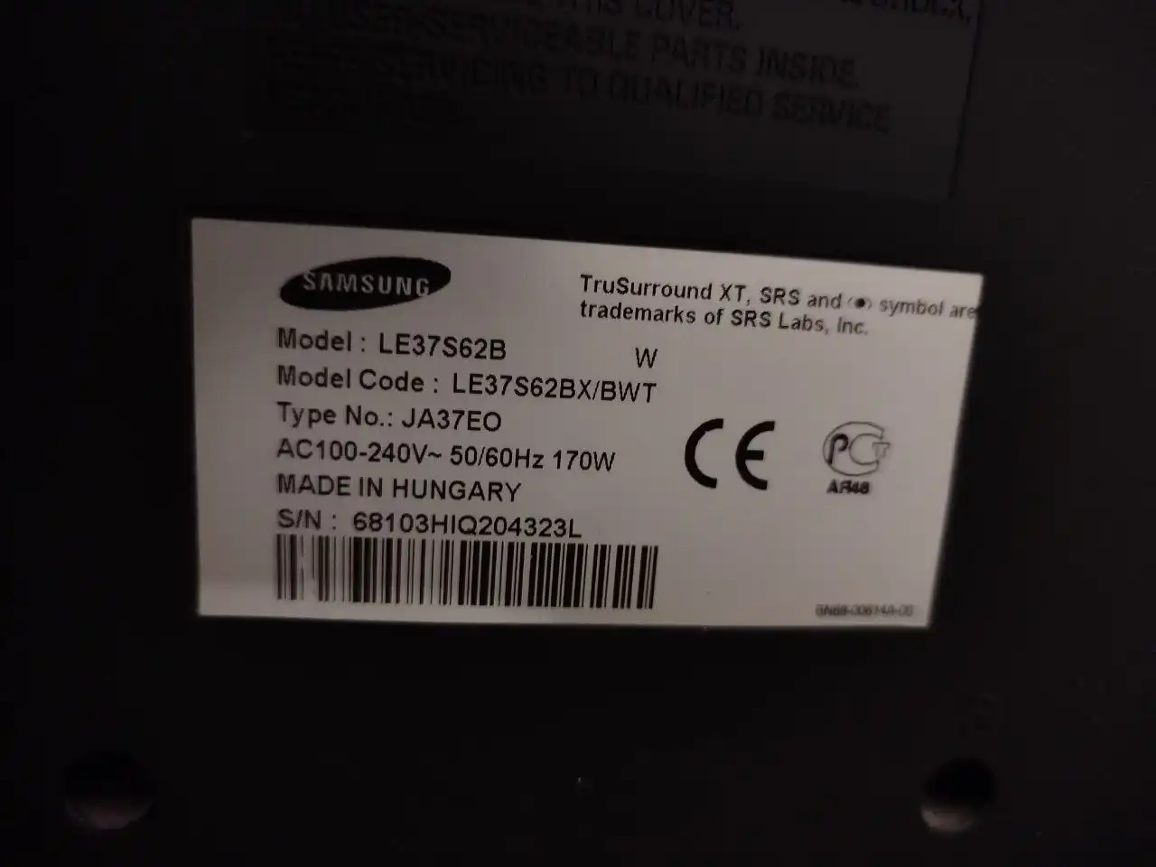 Продам телевизор Samsung Le37s62b 37 дюймов