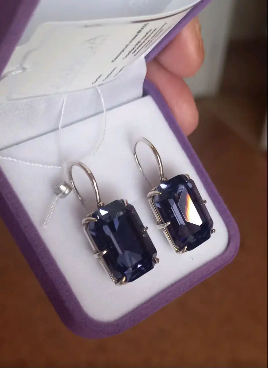 Продажа новых серебряных серег с аметистами