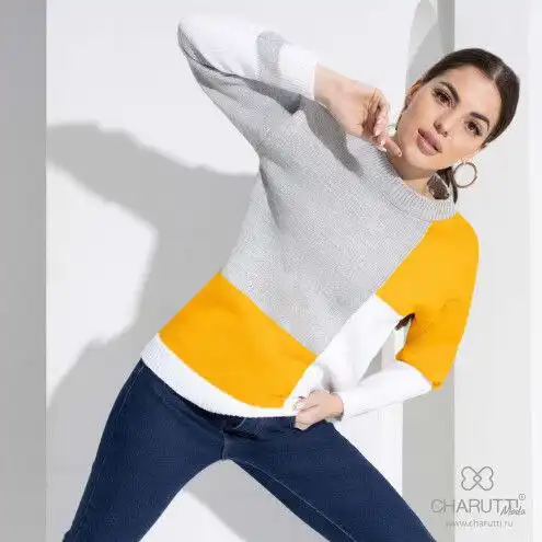 Джемпер с геометрией, солнечный оттенок, размер 48 - Верхняя одежда (Одежда) в Сургут