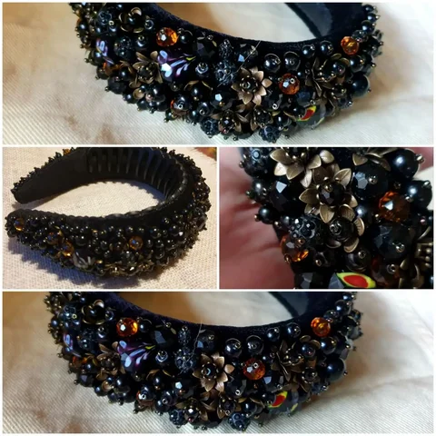 Ободок на черном бархате с вышивкой - Детские вещи в Сургут