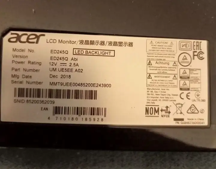 Монитор Acer 23,8 дюйма - Мониторы (Электроника) в Москва
