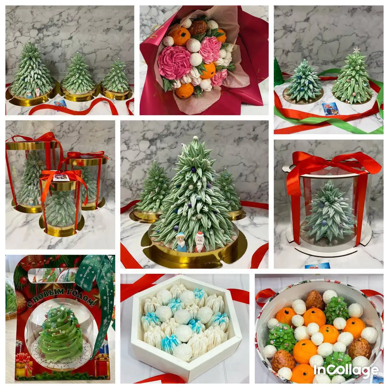 Новогодняя зефирная ёлка ручной работы