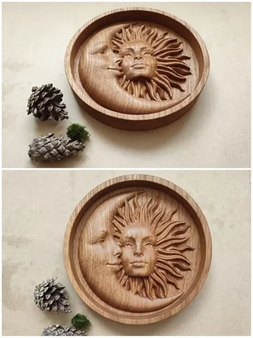 Подставка под горячее Солнце и Луна из дуба - Двери в Москва