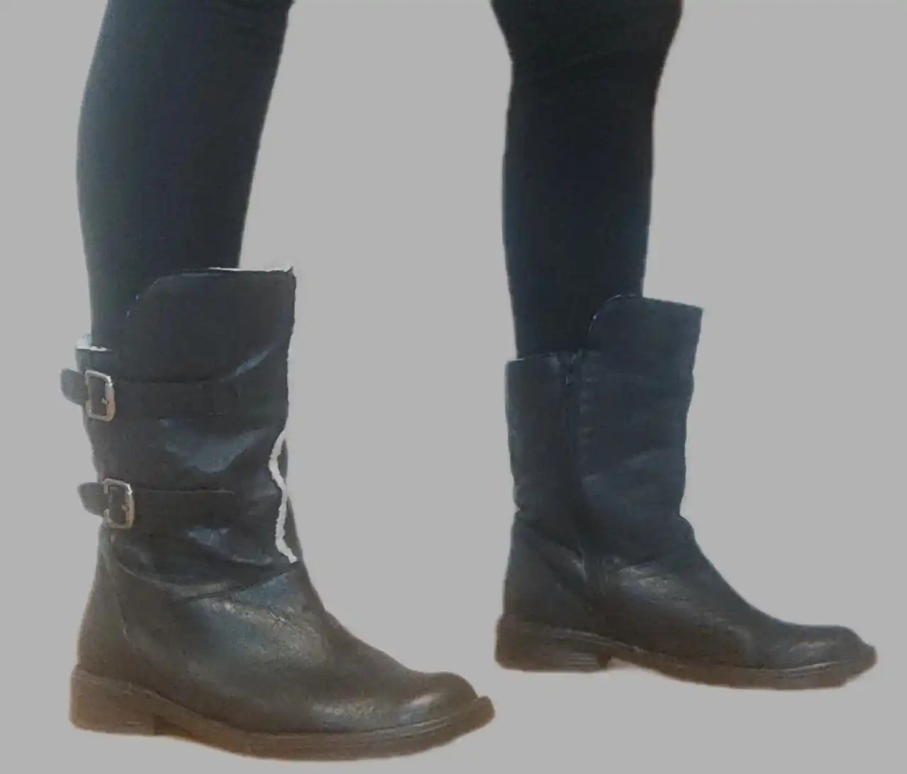 Полусапоги женские кожаные с мехом