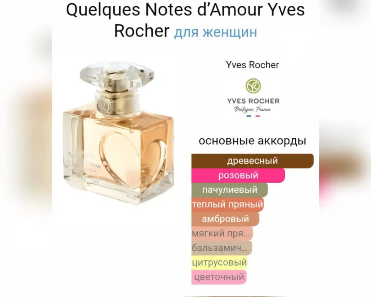 Парфюмерная вода Несколько нот любви от Ив Роше 30 мл - Парфюмерия (Красота и здоровье) в Волгоград