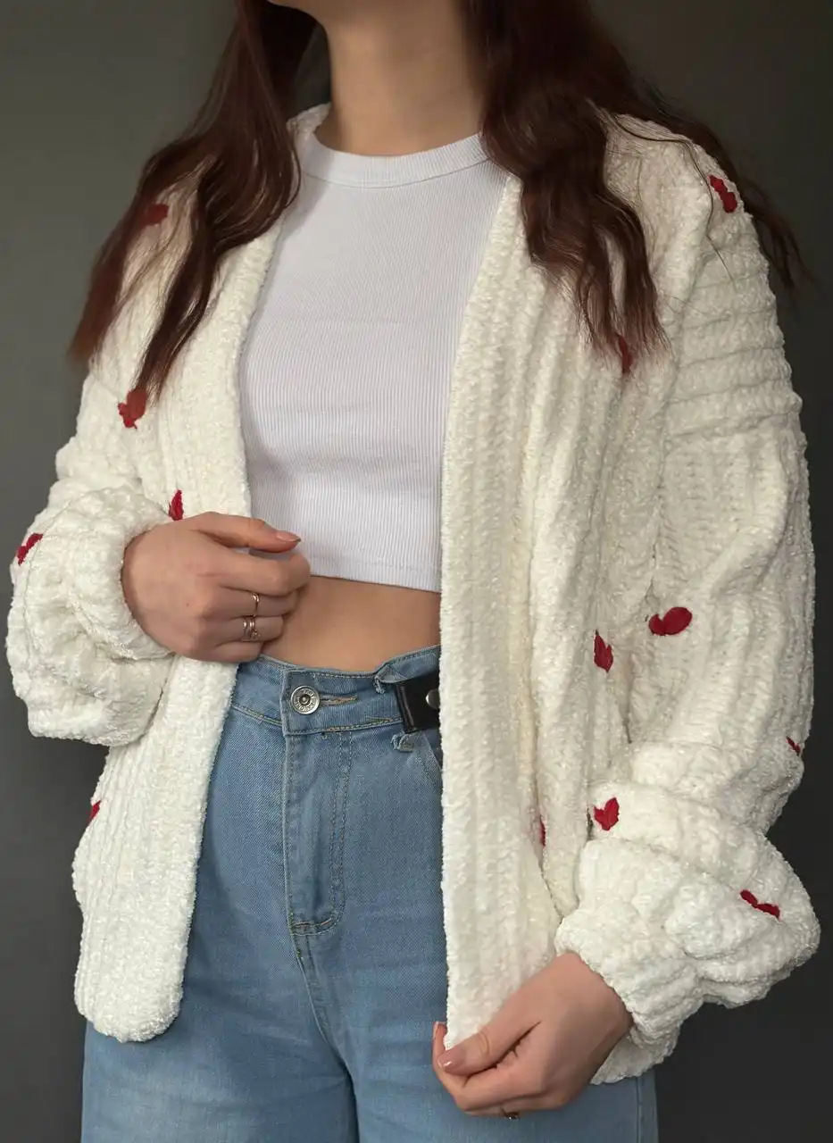 Плюшевый кардиган с сердечками - Верхняя одежда (Одежда) в Волгоград