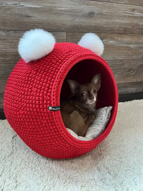 Домик для питомца из хб шнура с помпонами - Благотворительность в Волгоград