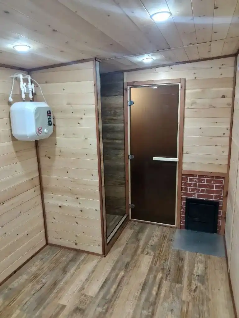 Каркасная баня с панорамным окном