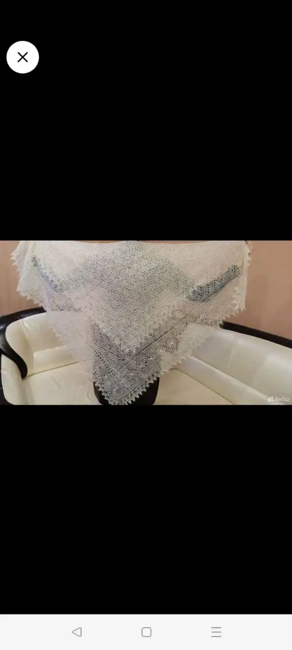 Пуховая паутинка ручной вязки разных размеров