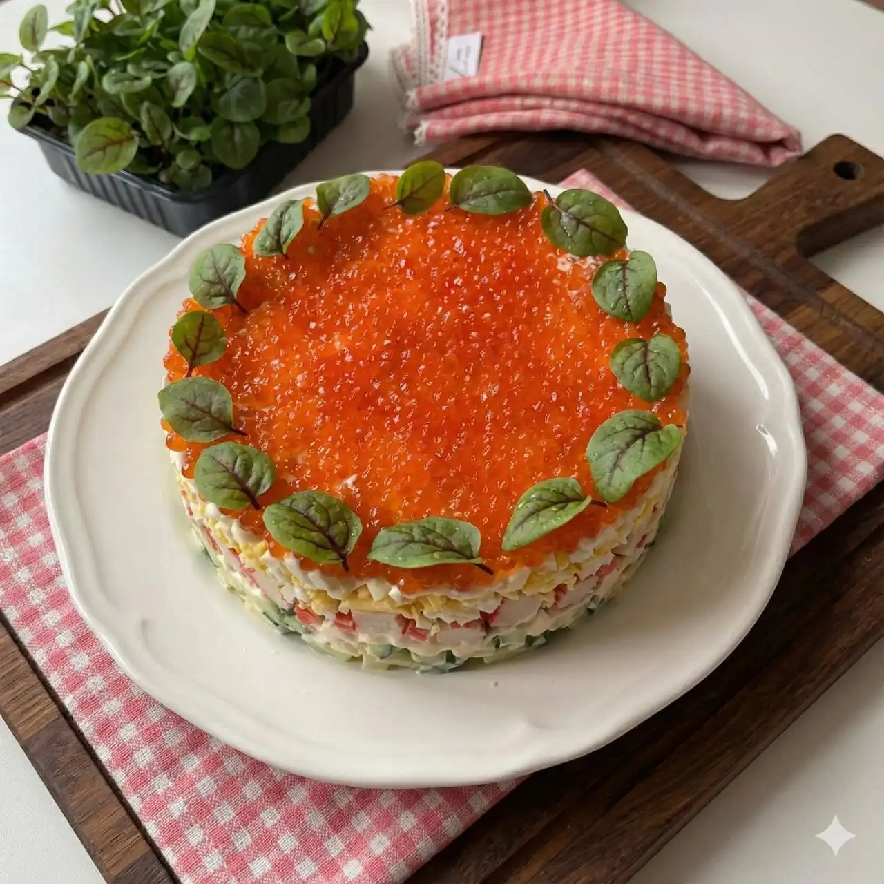 Рецепт салата с крабовыми палочками и яйцами