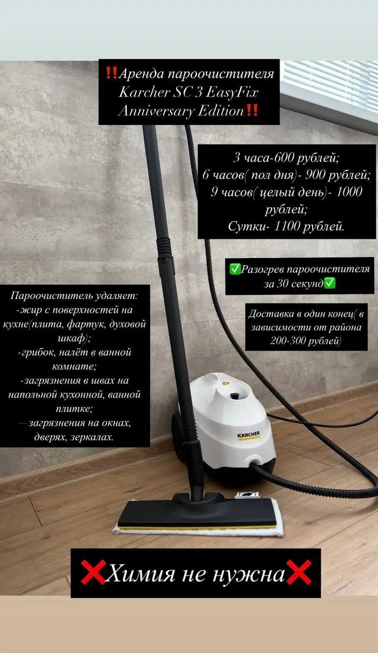 Аренда моющего пылесоса Karcher Puzzi 8/1 и пароочистителя Karcher SC 3 EasyFix - Аренда оборудования (Услуги) в Оренбург