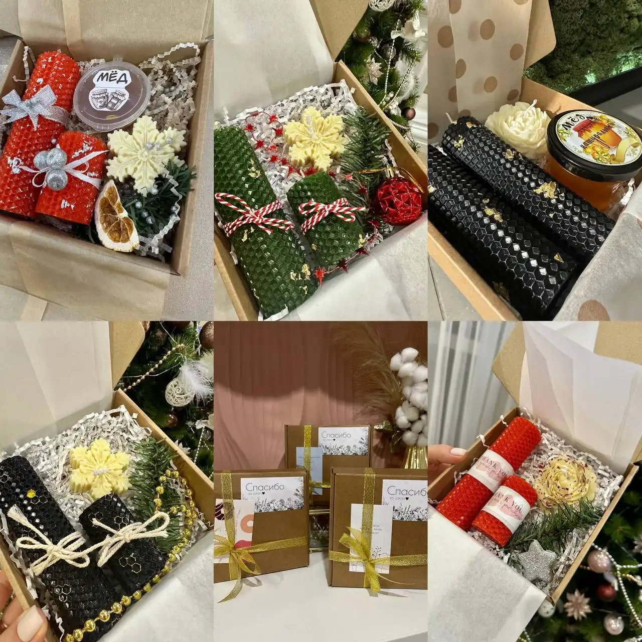 Новогодние свечи и боксы ручной работы