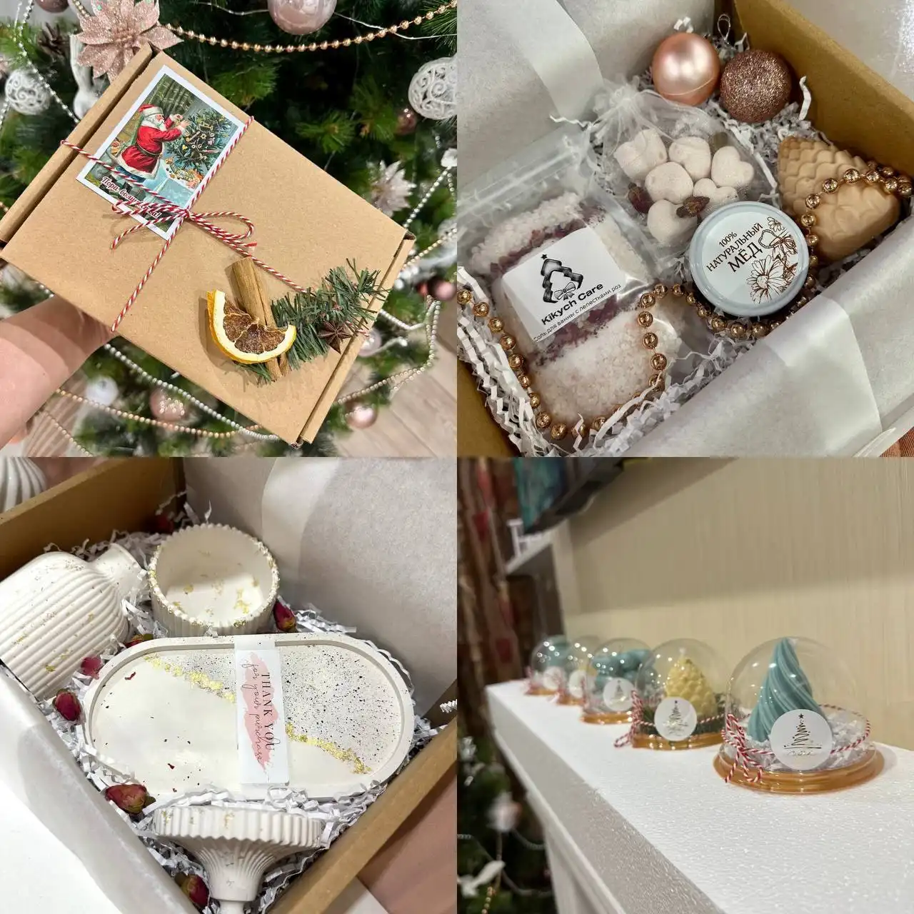 Новогодние свечи и боксы ручной работы