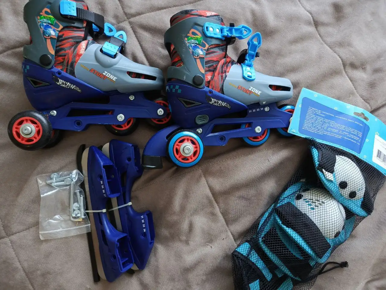 Коньки раздвижные размер 31/34 с защитой - Спорт и активный отдых (Хобби и отдых) в Заречный