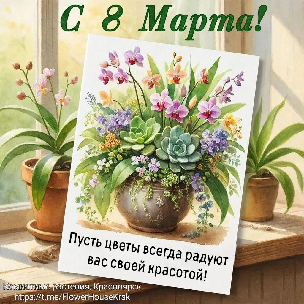 Поздравление с 8 Марта для любительниц комнатных растений - Комнатные растения (Хобби и отдых) в Красноярск