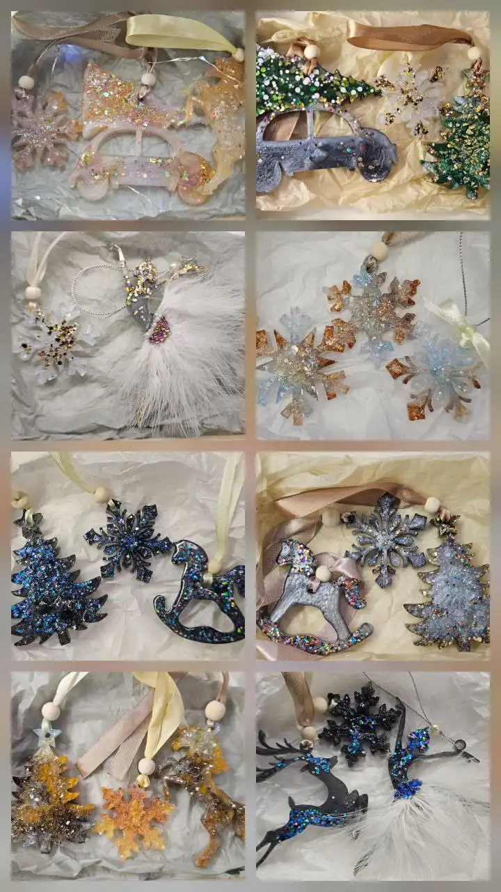 Ёлочные игрушки из эпоксидной смолы ручной работы