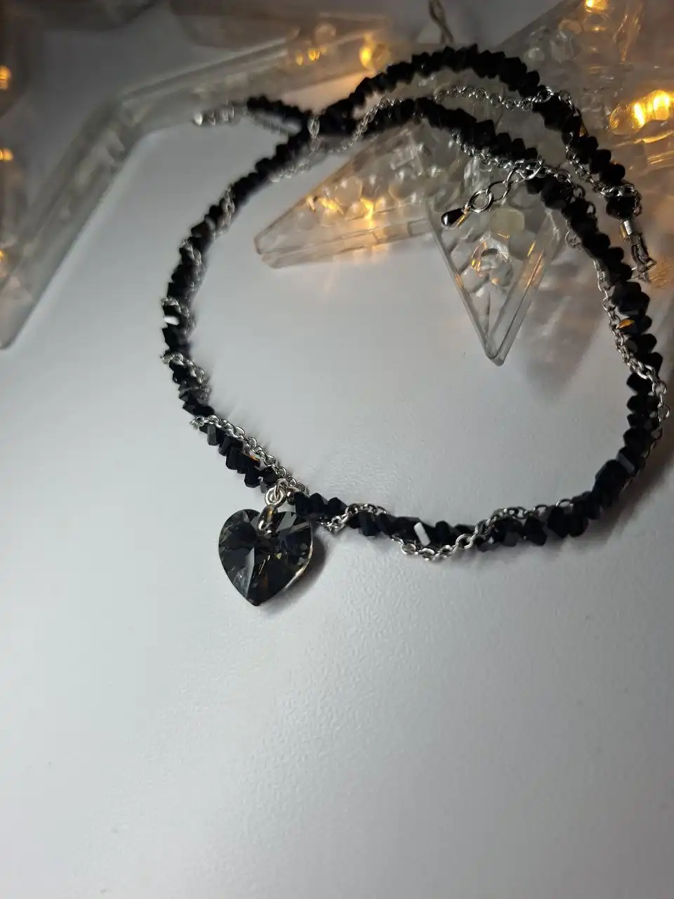 Авторский люкс-комплект чокер и серьги ручной работы BLACK HEART