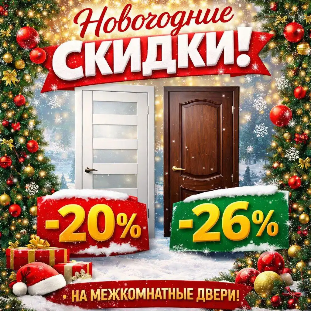 Новогодние скидки на межкомнатные двери