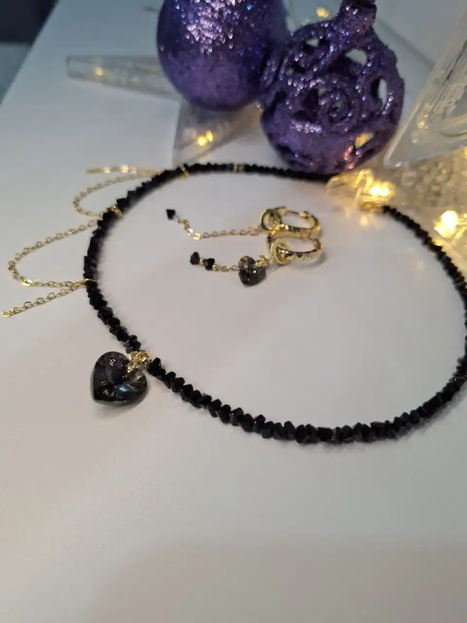 Наборы авторских украшений ручной работы "Лунное сердце" и "Полночь"