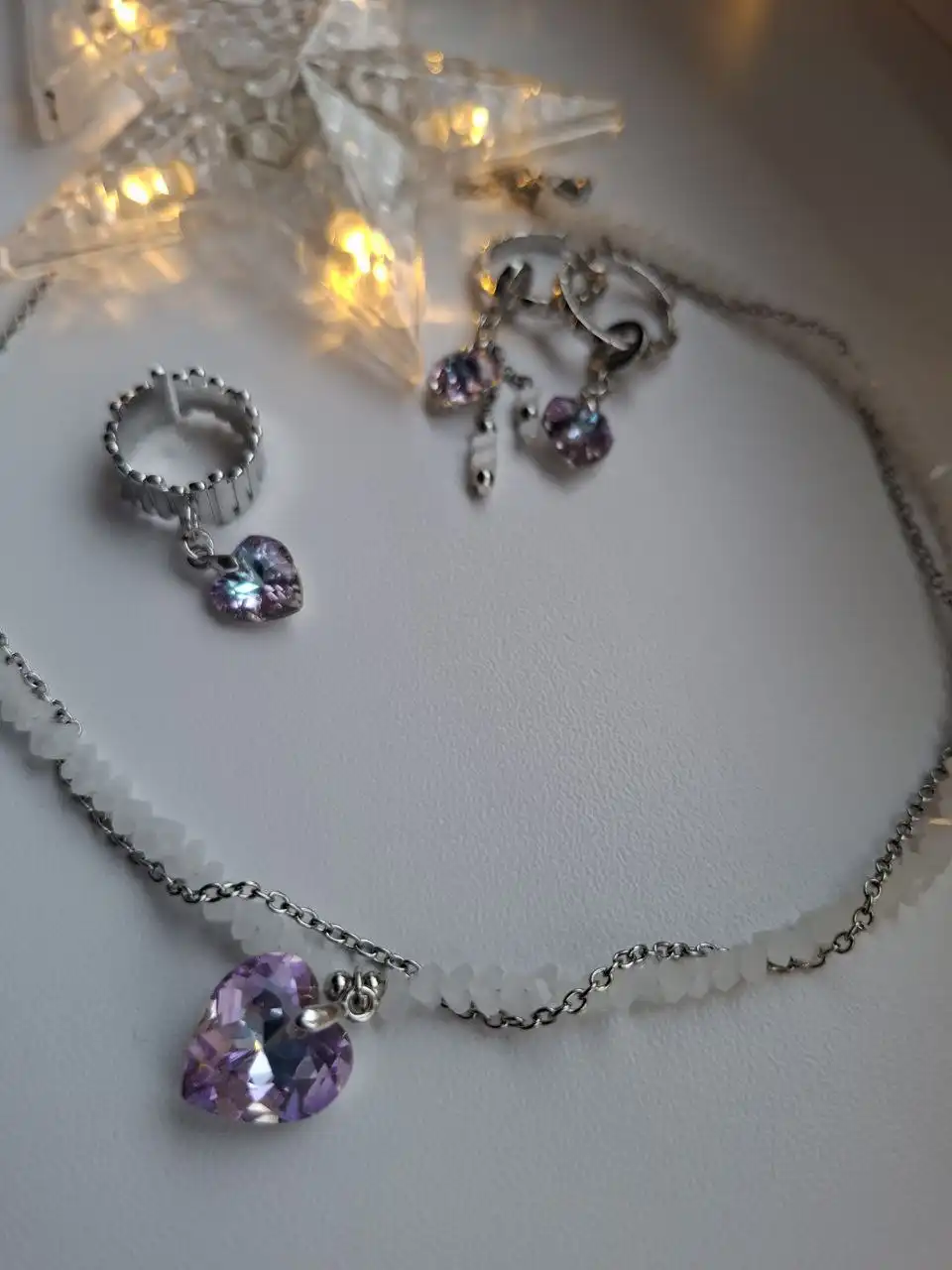 Наборы авторских украшений ручной работы "Лунное сердце" и "Полночь"