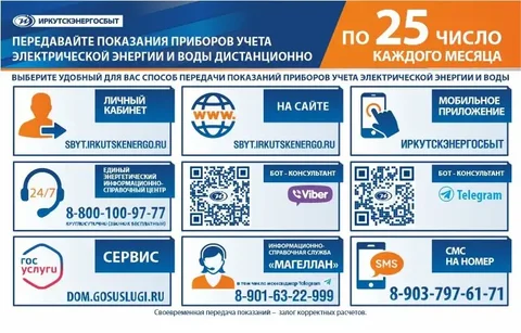 Передача показаний счетчиков - Услуги в Иркутск