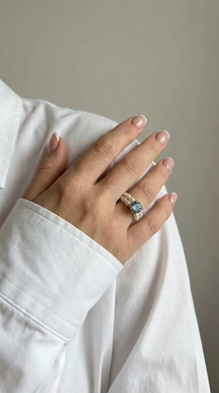 Кольцо из натурального жемчуга с кристаллом Swarovski - Ювелирные изделия (Барахолка) в Иркутск