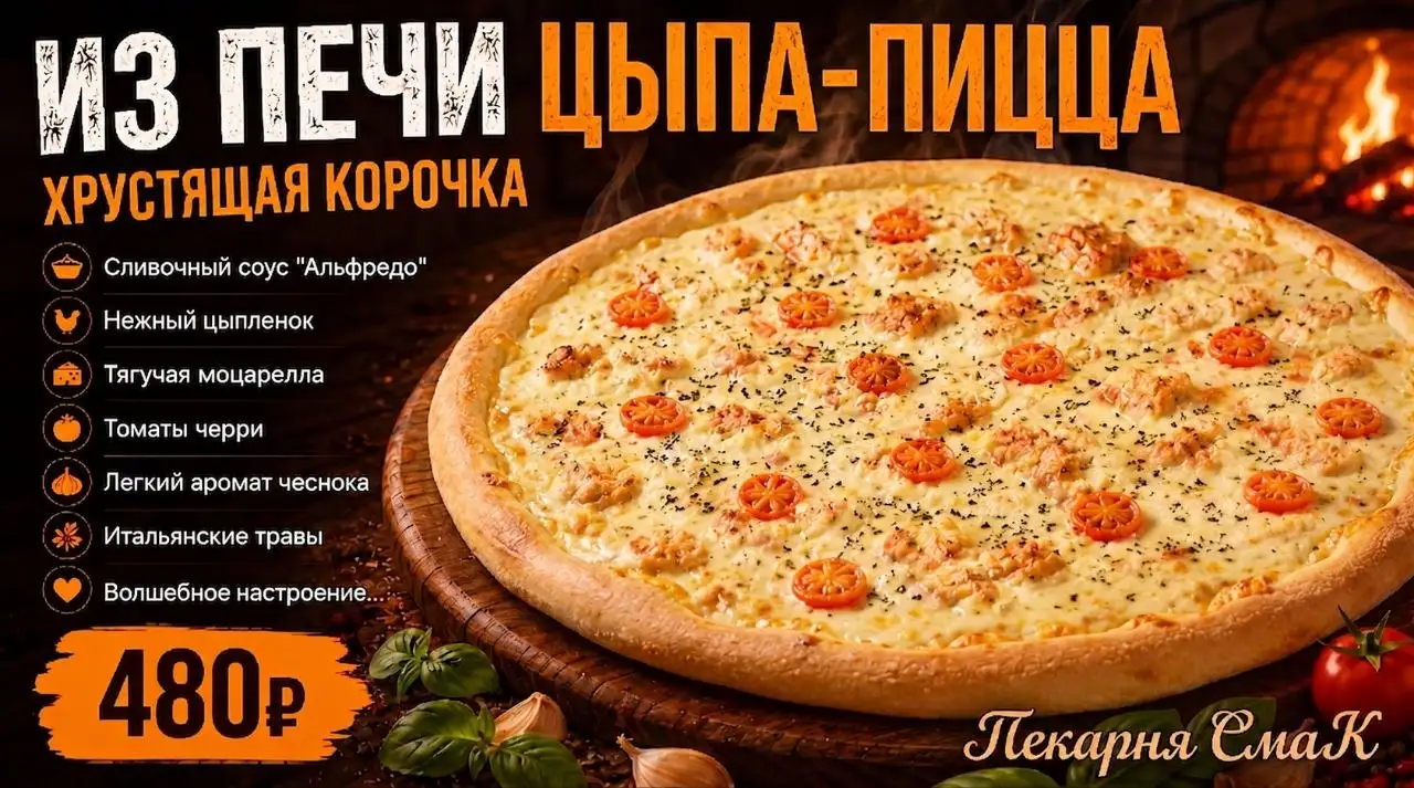 Кафе пекарня СмаК - Горячая пицца с доставкой - Доставка еды (Услуги) в Неизвестно