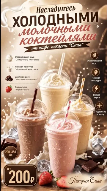 Кафе-пекарня Смак предлагает молочные коктейли и пиццу - частное объявление в Новые Бурасы