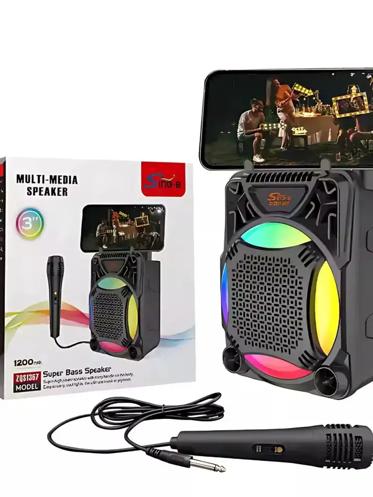 Портативная мультимедийная колонка Singe S-1060L с микрофоном - Аудиотехника (Электроника) в Омск