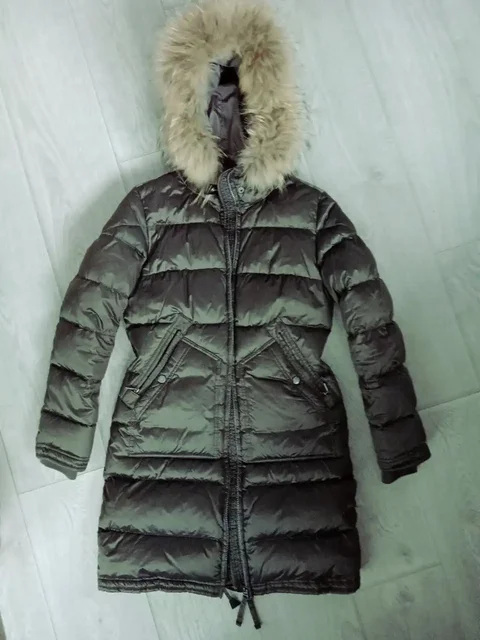 Пуховик Baon XS хаки натуральный мех - Верхняя одежда в Химки