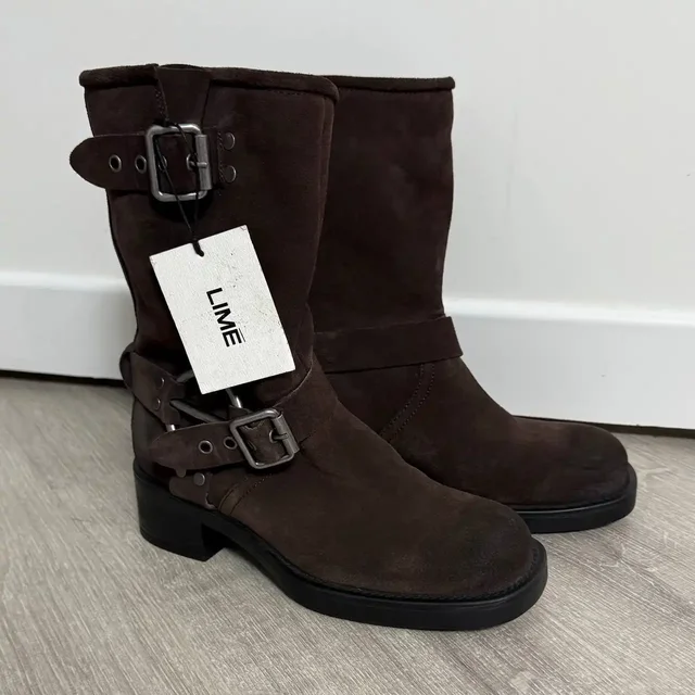 Стильные сапоги чоперы Lime, натуральная замша, размер 38 - Обувь в Химки