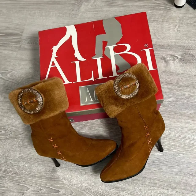 Ботильоны AliBi из натуральной замши с мехом - Обувь в Химки