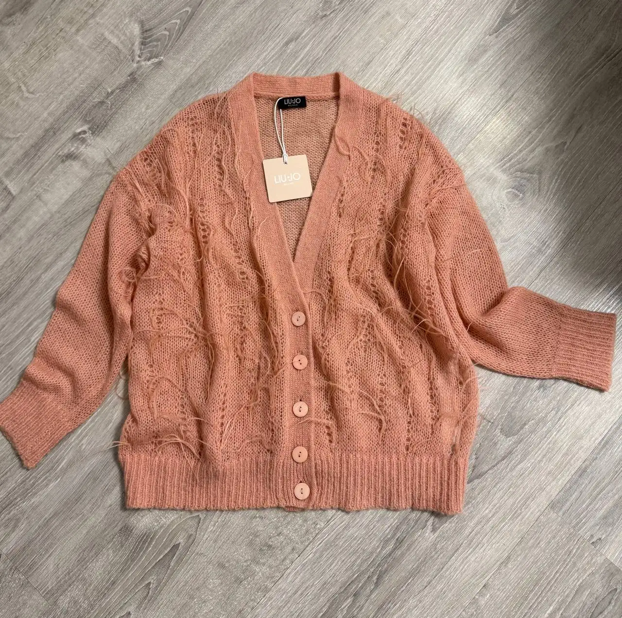 Кардиган Liu Jo с перьями, пыльная роза, размер XS - Верхняя одежда (Одежда) в Химки