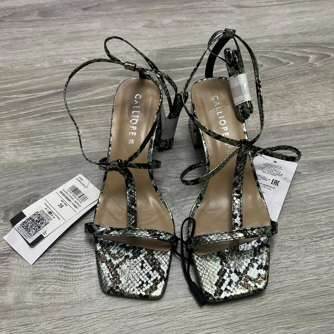 Босоножки Calliope со змеиным принтом на каблуке 6 см размер 38 - Обувь (Одежда) в Химки