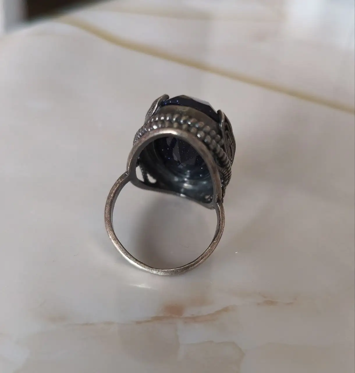 Винтажное кольцо "Ночь Каира" из мельхиора с авантюрином - Украшения (Барахолка) в Зеленоград