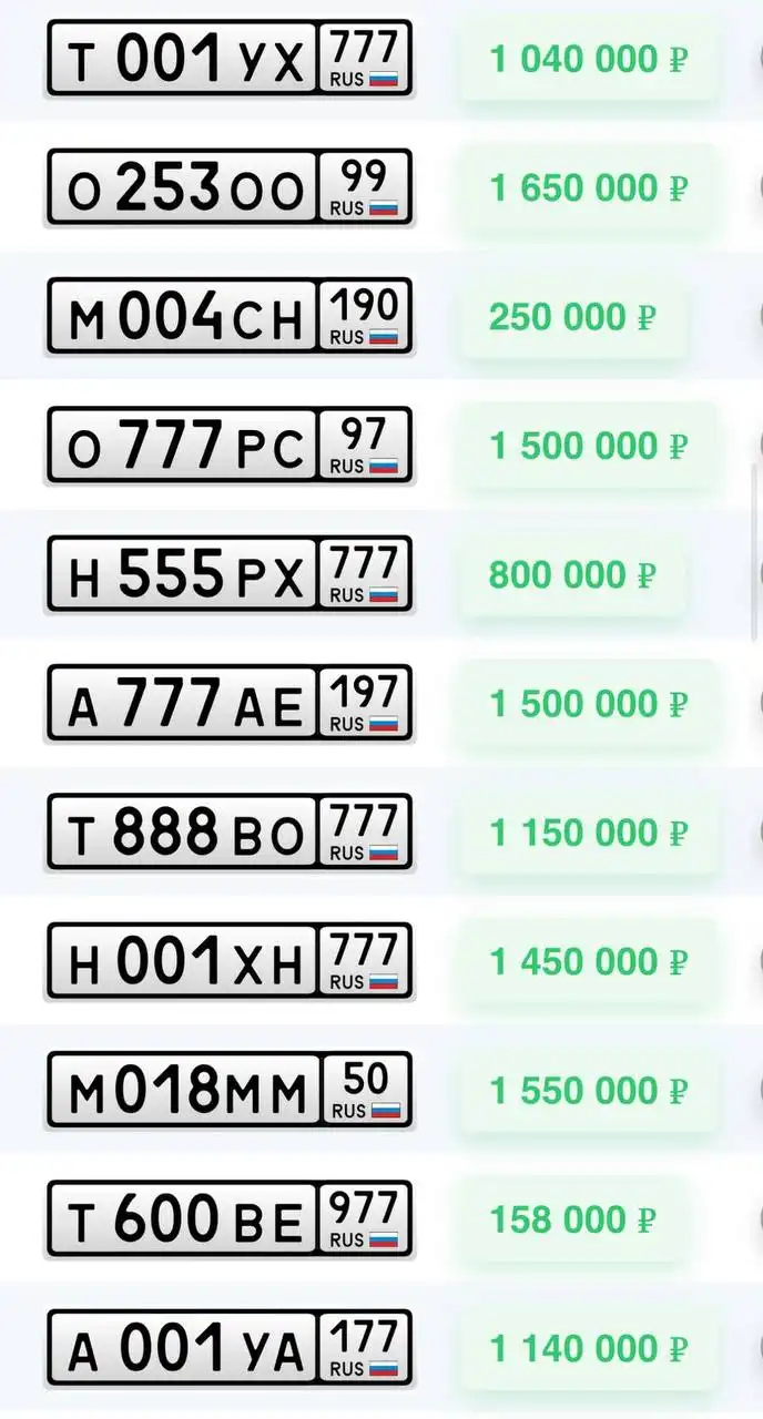 Продажа госномеров (16 шт.) - Т001УХ, Т001УХ11