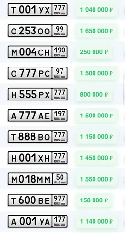 Продажа госномеров (16 шт.) - Т001УХ, Т001УХ11 - Госномера в Москва