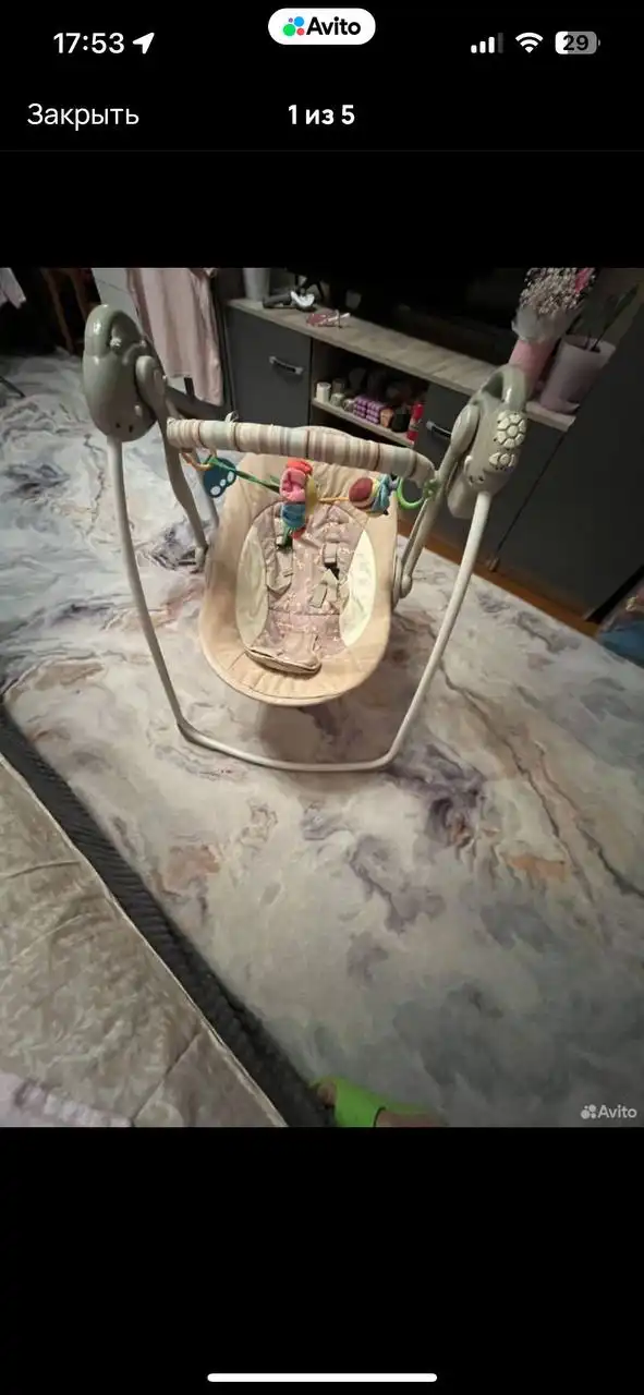 Качель для новорожденных с неработающей музыкой - Качели для новорожденных (Товары для детей) в Неизвестно