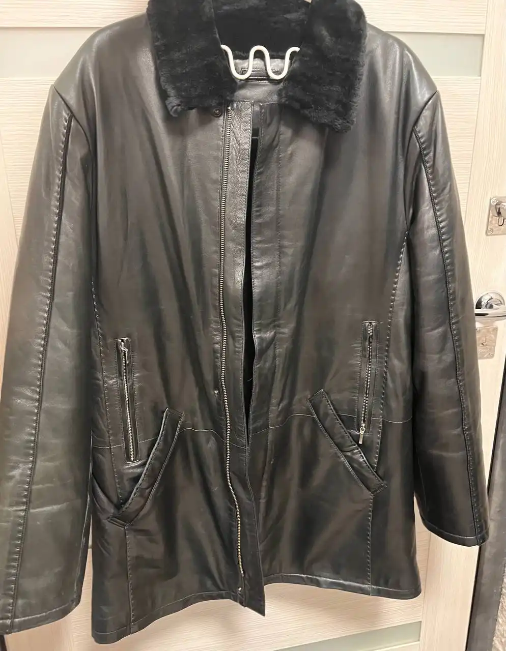 Мужская дублёнка из натуральной кожи с мехом, размер S (46) - Верхняя одежда (Одежда) в Казань