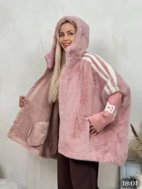 Шубка эко-норка спортивного стиля пончо - Верхняя одежда (Одежда) в Казань