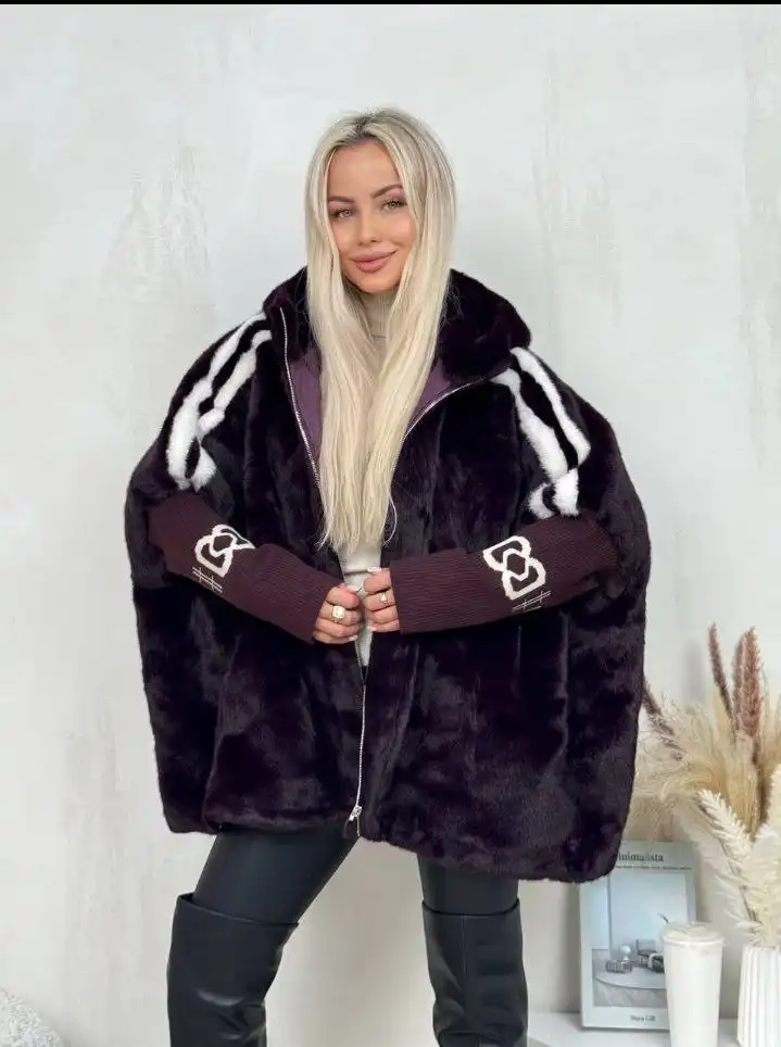 Шубка эко-норка спортивного стиля пончо - Верхняя одежда (Одежда) в Казань