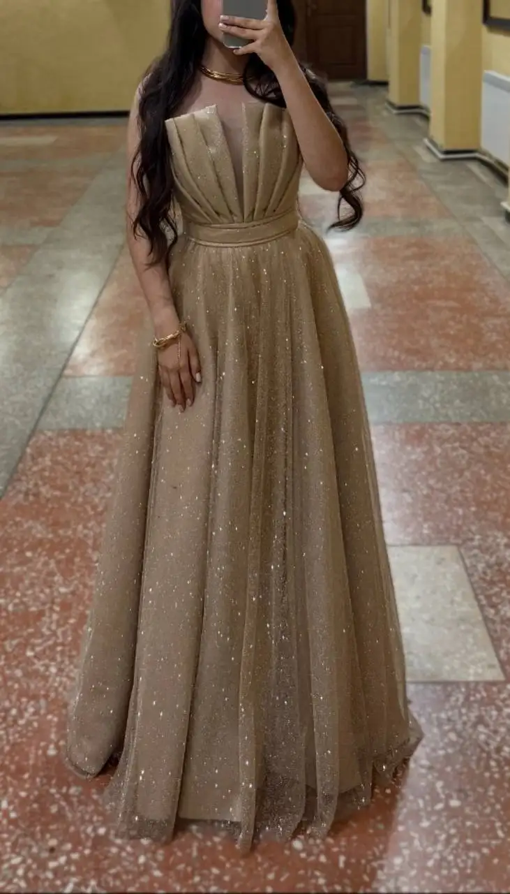 Роскошное золотистое вечернее платье - Вечерние платья (Одежда) в Казань