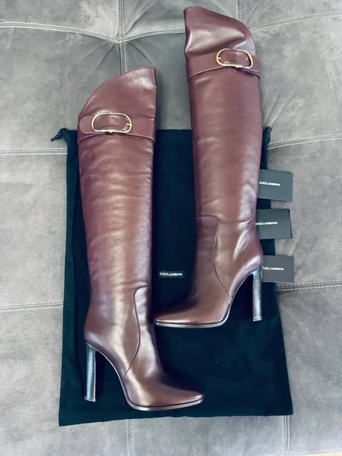 Кожаные сапоги Dolce & Gabbana, коричневые, размер 40 - Футболки/поло в Казань