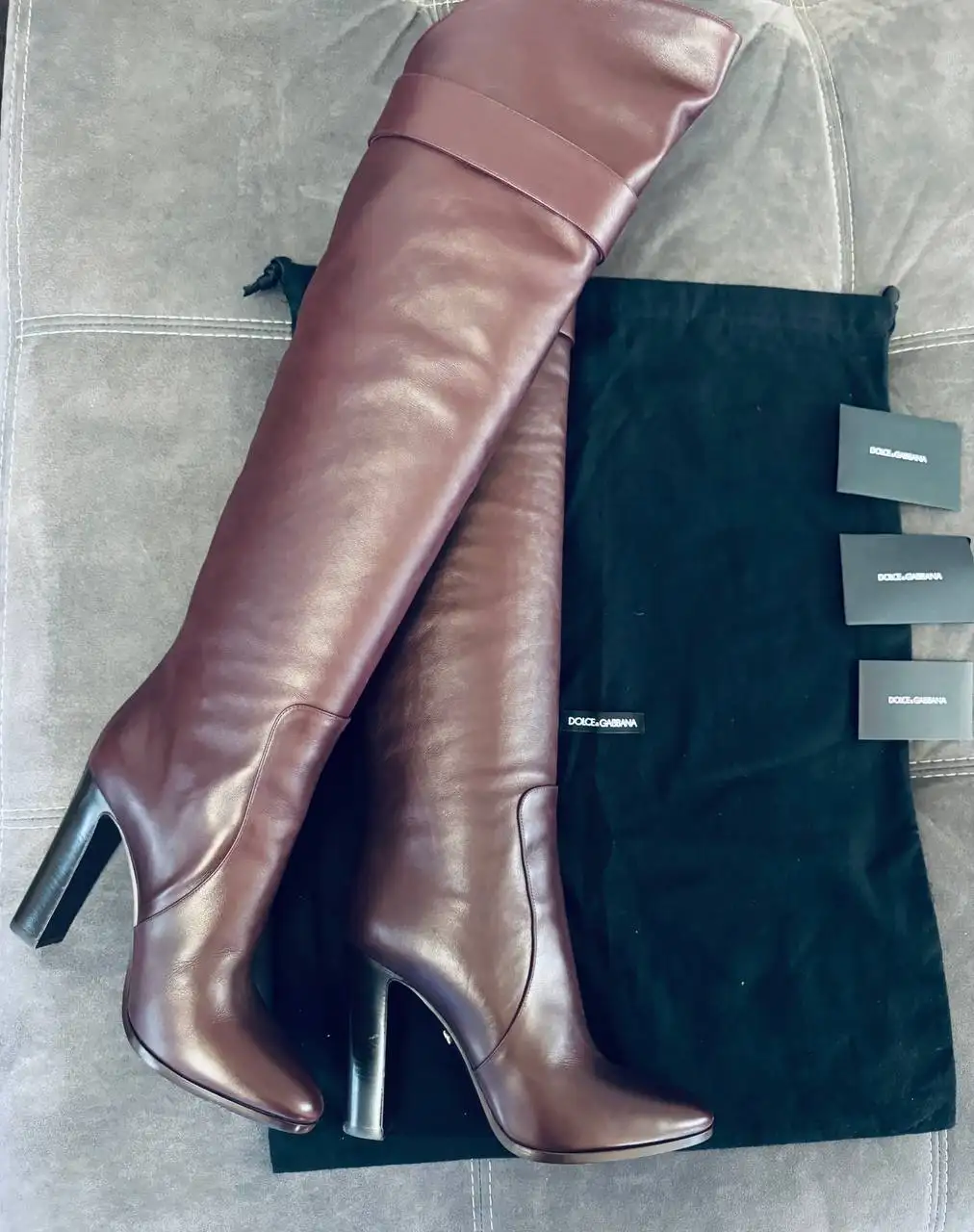 Кожаные сапоги Dolce & Gabbana, коричневые, размер 40 - Обувь (Одежда) в Казань