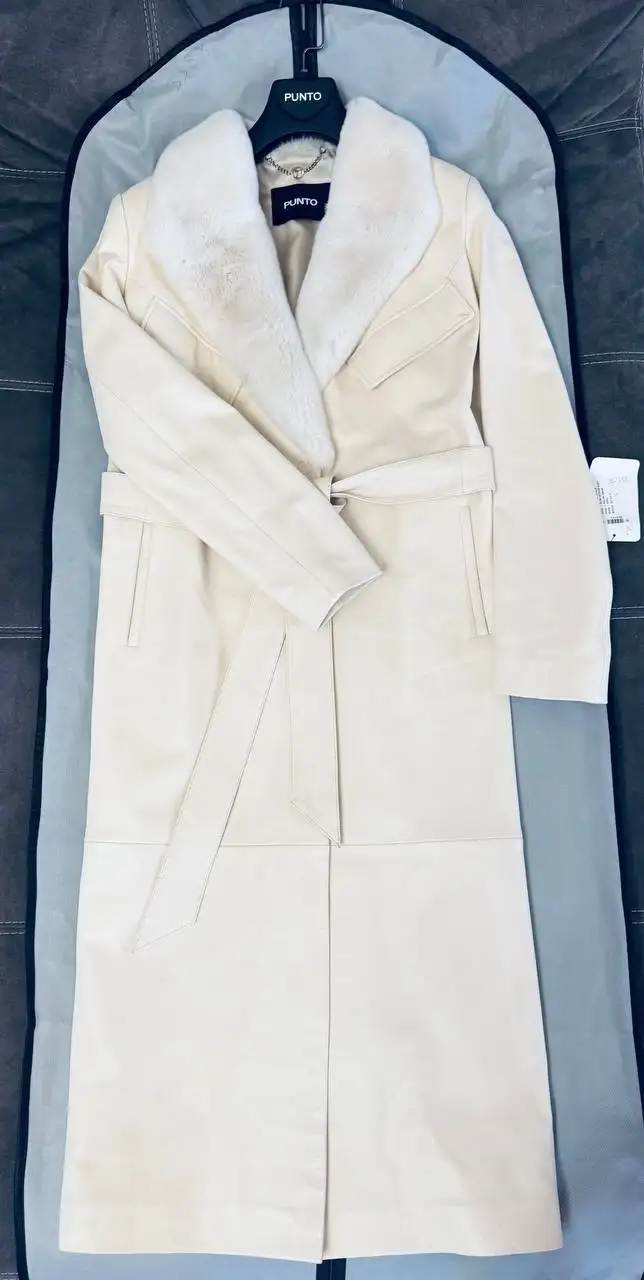 Кожаное пальто Punto с мехом кролика Рекс - Верхняя одежда (Одежда) в Казань