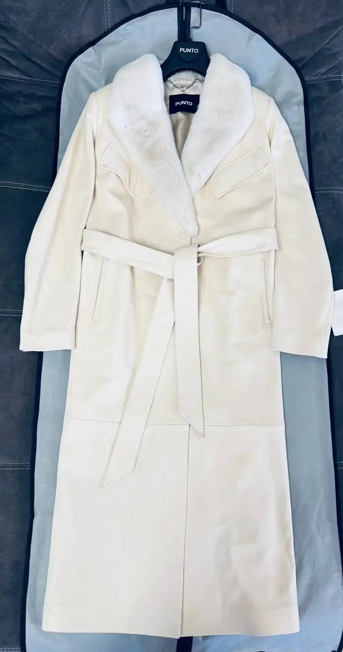 Кожаное пальто Punto с мехом кролика Рекс - Верхняя одежда (Одежда) в Казань