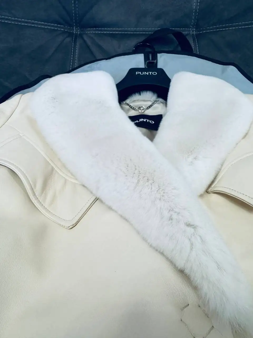 Кожаное пальто Punto с мехом кролика Рекс - Верхняя одежда (Одежда) в Казань