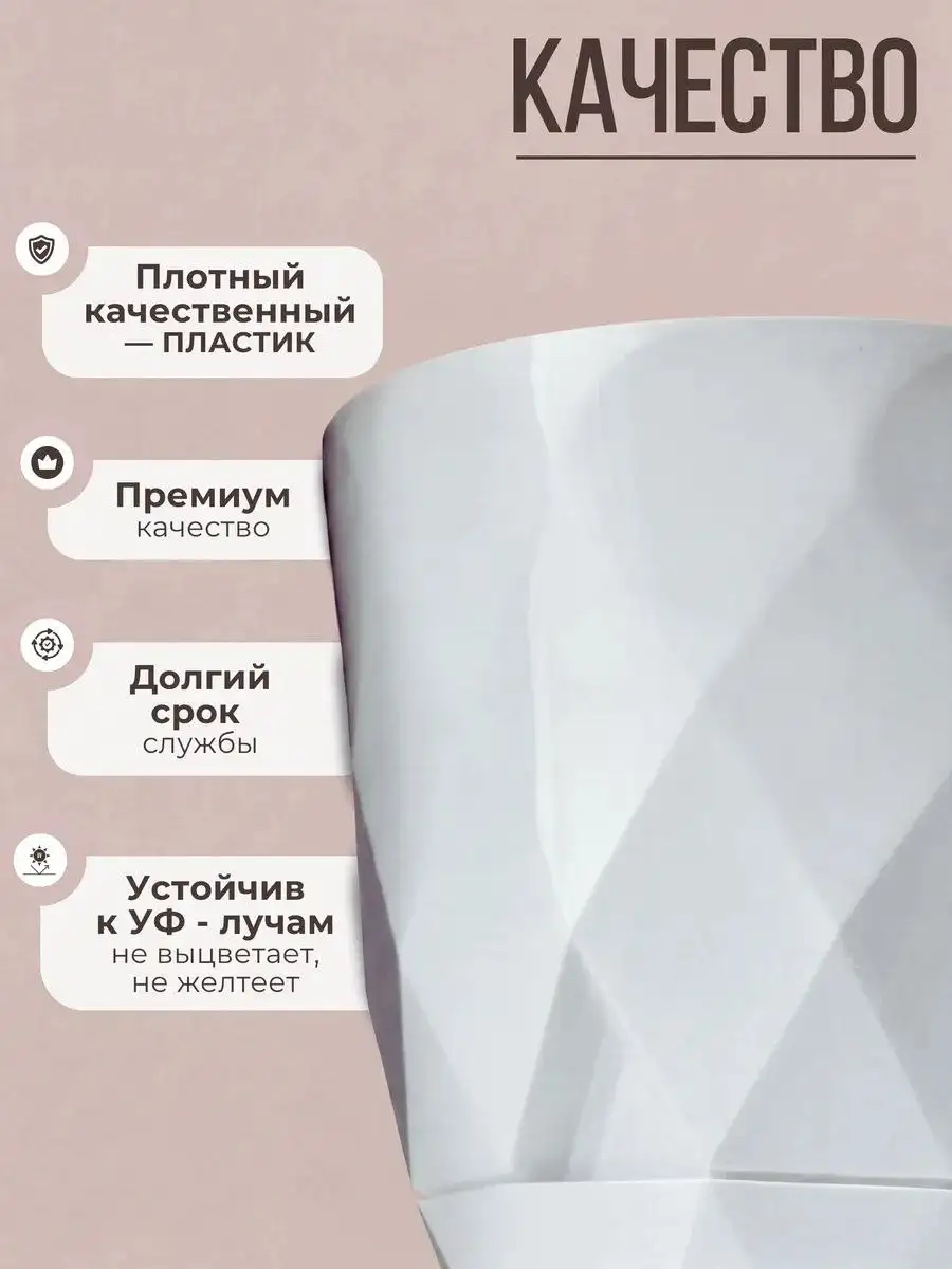 Горшки для цветов с поддоном 1,3 л набор 5 шт Онест - Цветочные горшки (Для дома и дачи) в Волноваха