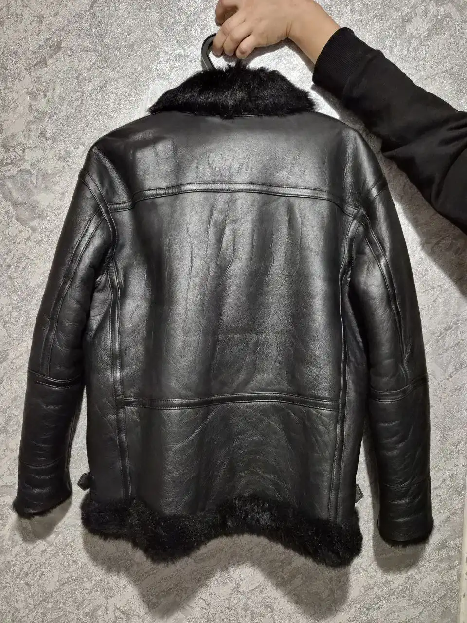 Дубленка авиатор из натуральной кожи и меха Тасканы