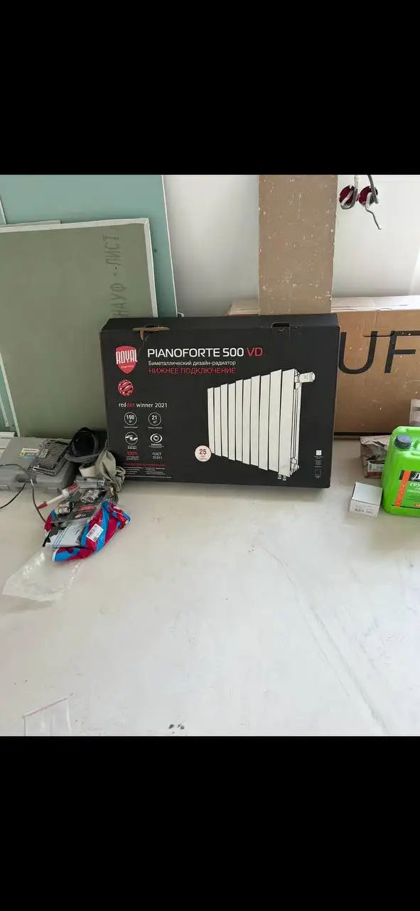 Радиатор биметаллический Royal Thermo PianoForte 500 10 секций, серебристый, нижнее подключение - Отопление (Для дома и дачи) в Самара
